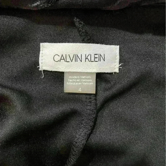 Calvin Klein Black Velvet Leopard Print Burnout Long Sleeve Dress Size 4 Stretch - Picture 8 of 8